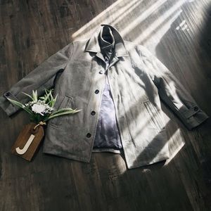 London Fog Men’s Gray Wool Blend Peacoat w/Zipper and Button Closure Size Large